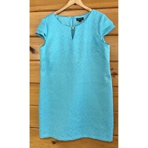 Tahari Arthur S. Levine Knee Length Shift Dress Fully Lined Teal Womens Size 14